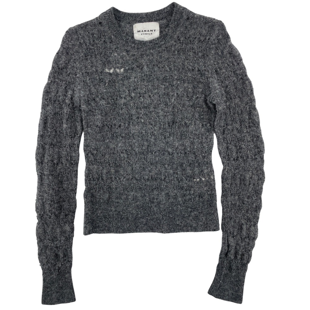 Marant Etoile Sweater Size 36 Charcoal Grey Good Fuzzy Distressed Knit